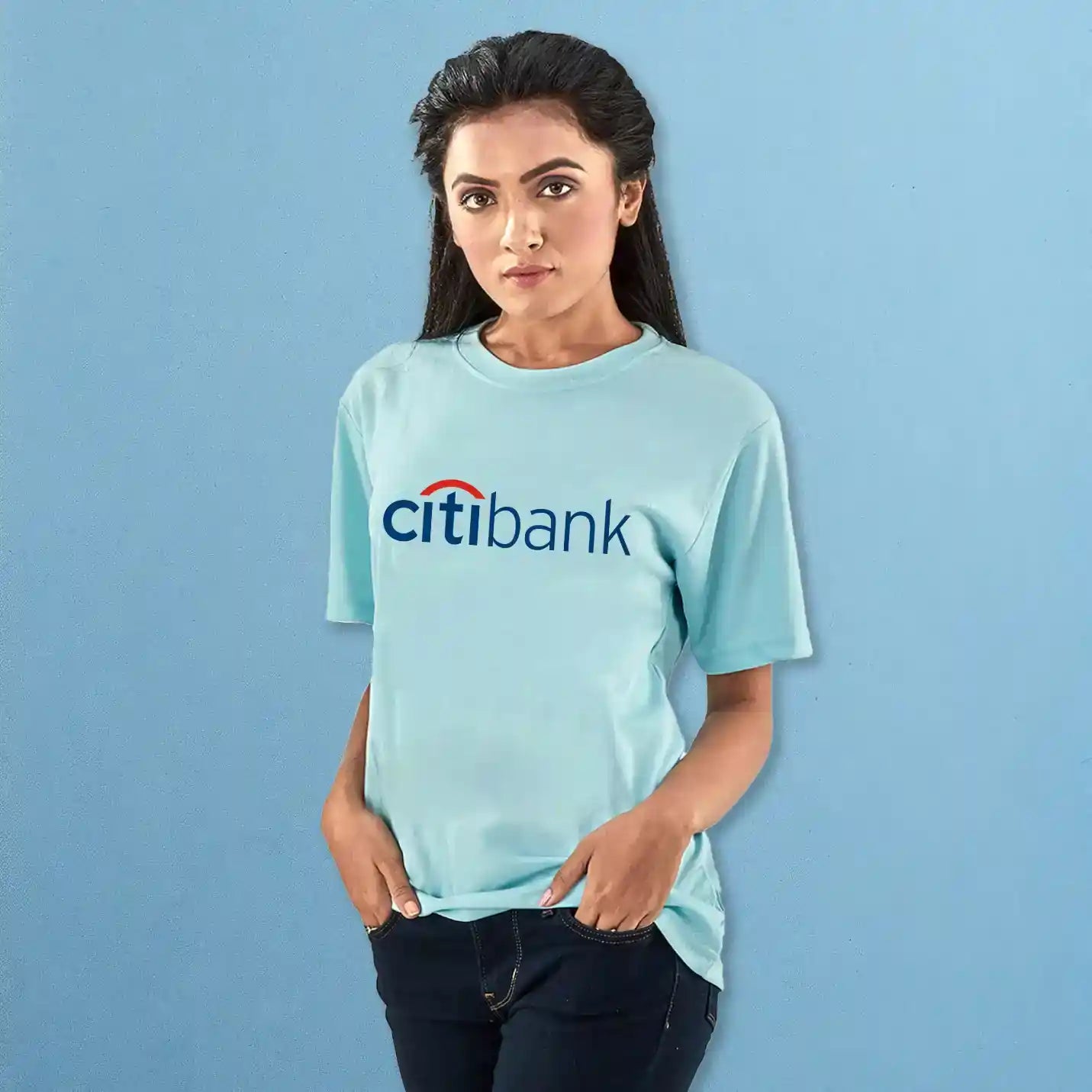 Minimalist Sublimatable Round Neck Blue T-shirts Img 1